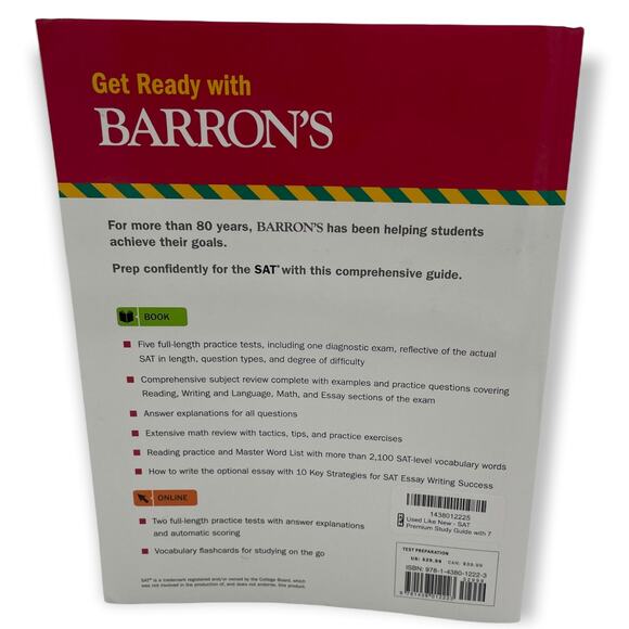 SAT Premium Study Guide with 7 Practice Tests (Barron's Test Prep) - Picture 4 of 5